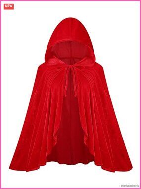 Velvet Hooded Cape Lace Trim Little Red Riding Hood Costume